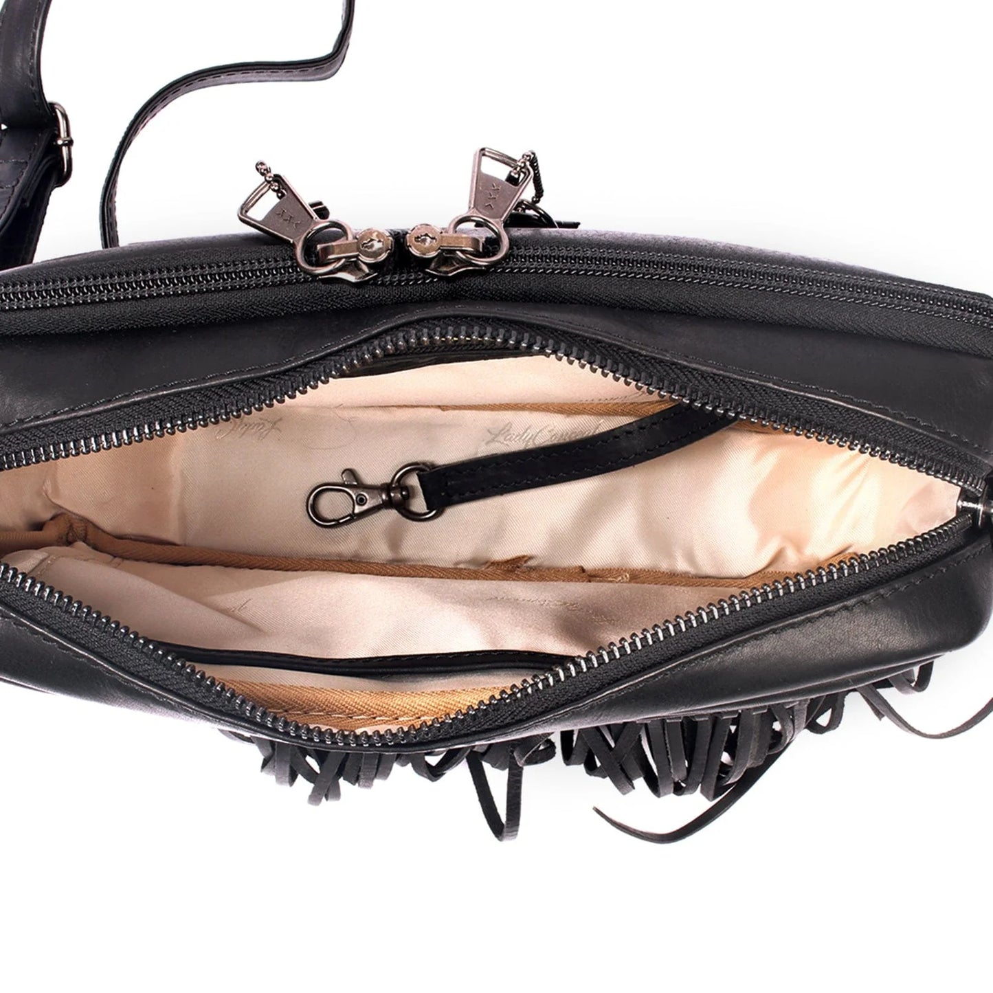 Concealed Carry Maggie Fringe Cossbody-Black