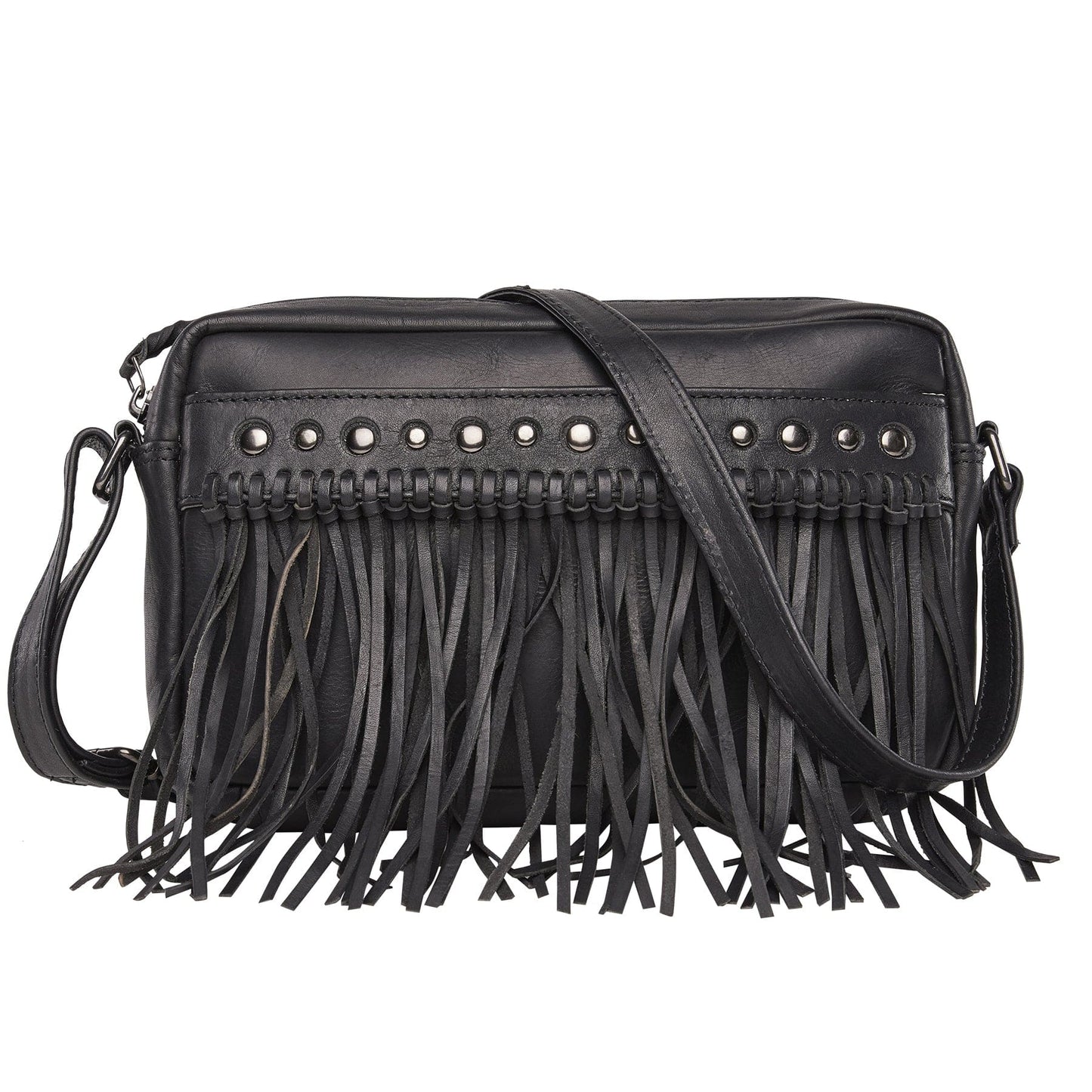 Concealed Carry Maggie Fringe Cossbody-Black